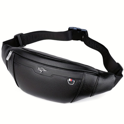 Men's Synthetic Leather Crossbody Bag - Adjustable Strap, Multiple Compartments, Lightweight Waist Pack for Hiking, Cycling & Daily Commute, Black, Cycling Bag | Modern Crossbody Bag | Adjustable Strap Bag