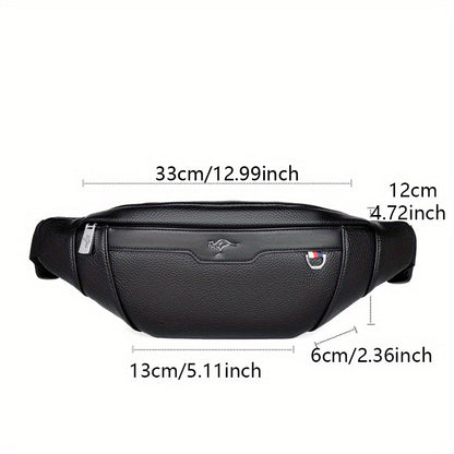 Men's Synthetic Leather Crossbody Bag - Adjustable Strap, Multiple Compartments, Lightweight Waist Pack for Hiking, Cycling & Daily Commute, Black, Cycling Bag | Modern Crossbody Bag | Adjustable Strap Bag