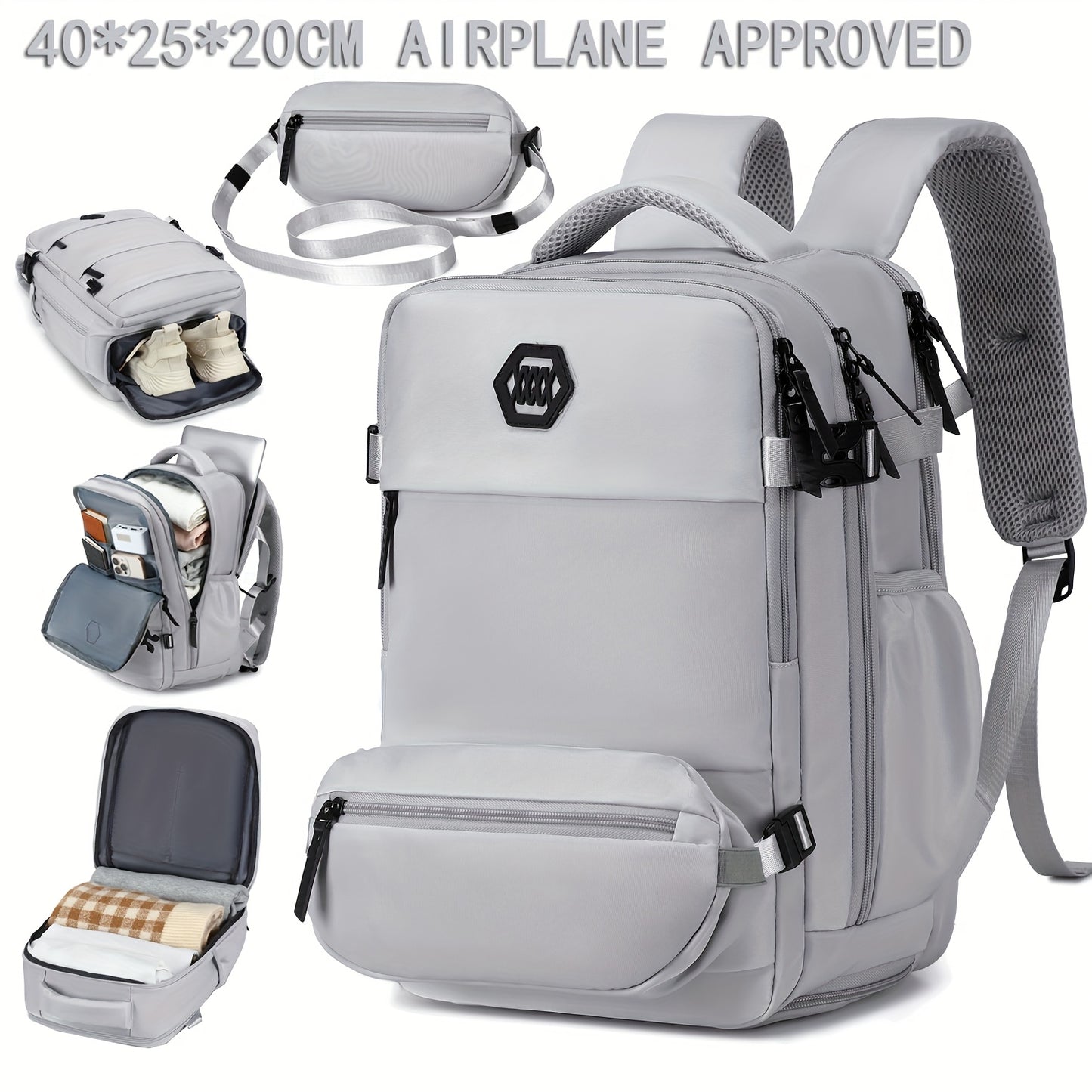Travel Backpack for Men, Airline-Approved Carry-On Luggage, 15.6-Inch Laptop Business Bag, Weekend Leisure Hiking and Casual Daypack