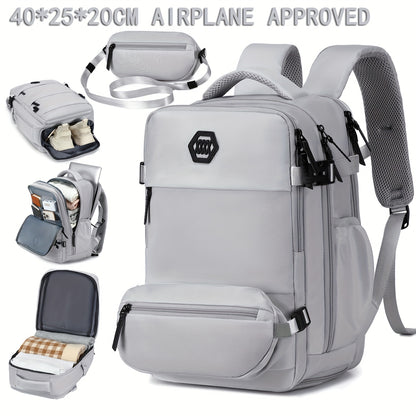 Travel Backpack for Men, Airline-Approved Carry-On Luggage, 15.6-Inch Laptop Business Bag, Weekend Leisure Hiking and Casual Daypack