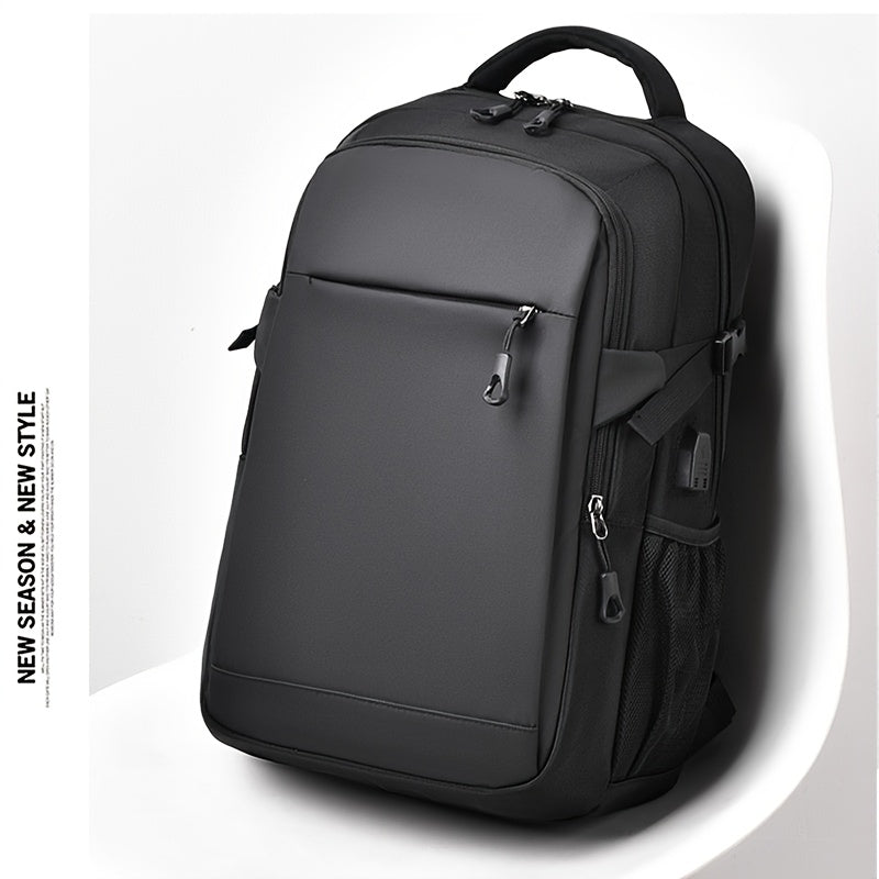 Men's Stylish Black Backpack - Multifunctional Business Laptop Bag with Adjustable Straps, Travel Compartments & Mesh Bottom for Daily Commute, Outdoor Adventures & Work, Business Backpack | Stylish Backpack | Secure Compartm