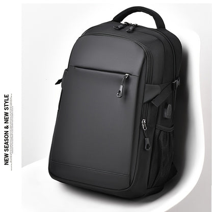 Men's Stylish Black Backpack - Multifunctional Business Laptop Bag with Adjustable Straps, Travel Compartments & Mesh Bottom for Daily Commute, Outdoor Adventures & Work, Business Backpack | Stylish Backpack | Secure Compartm