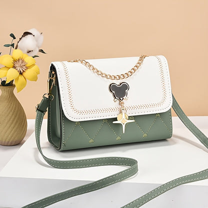 Chic Women'S Quilted Crossbody Bag with Chain Strap - Adjustable Strap, Snap Closure, Polyester Lining, Perfect for Parties, Dates, and Gifts, Party Accessory | Quilted Texture | Adjustable Strap Bag
