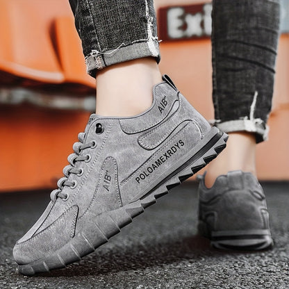 Men's Slip-On/Lace-Up Casual Shoes - All-Season Non-Slip Cushioned PVC Sole, Low-Top Athletic Sneakers Grey/ for Gym, Office, Everyday - Durable Canvas Upper & Non-Slip Grip Outsole, Grip Enhancing Footwear, Comfortable Lined