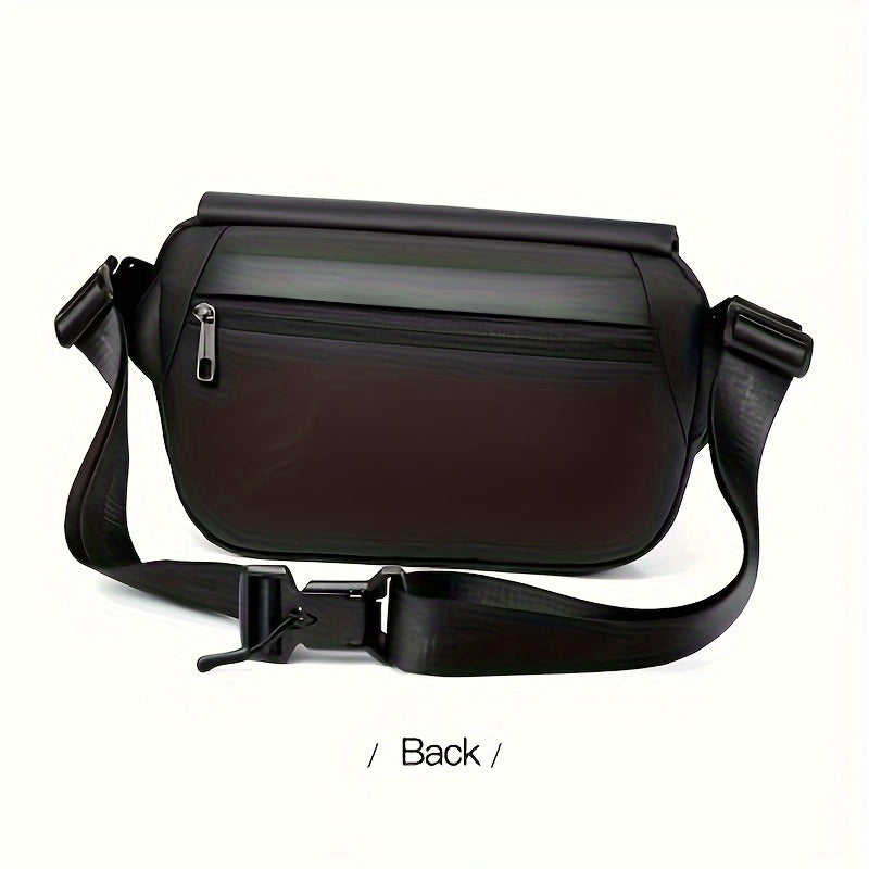 Men'S Sleek Black Crossbody Bag - Durable Oxford Material, Zippered Chest Bag with Adjustable Strap, Ideal for Commuting & Cycling, Trendy Shoulder Bag for Men, Cycling Bag|Trendy Shoulder Bag|Functional Design, Small Crossbo