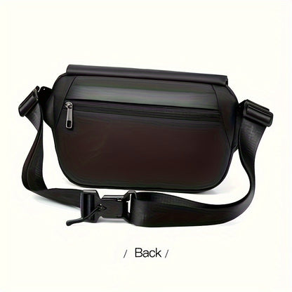 Men'S Sleek Black Crossbody Bag - Durable Oxford Material, Zippered Chest Bag with Adjustable Strap, Ideal for Commuting & Cycling, Trendy Shoulder Bag for Men, Cycling Bag|Trendy Shoulder Bag|Functional Design, Small Crossbo