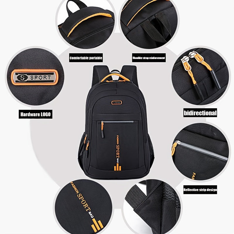 Unisex Large Capacity Travel Backpack - Durable Nylon Laptop Bag with Multiple Compartments, Business & Casual Style, Black with Green Accents, 60.96cm x 40.64cm x 8, Backpack for Travel