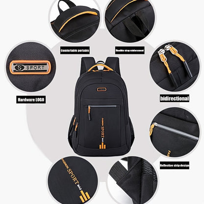 Unisex Large Capacity Travel Backpack - Durable Nylon Laptop Bag with Multiple Compartments, Business & Casual Style, Black with Green Accents, 60.96cm x 40.64cm x 8, Backpack for Travel
