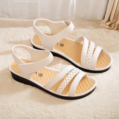 Women's Elegant Roman Sandals - Adjustable Strap Non-Slip Platform Sandals, Cushioned EVA Insole & Arch Support - Low Heel Everyday Shoes for Women, Moms, Beach, Office, Formal Events - Available in White/Black/Brown/ - All-S