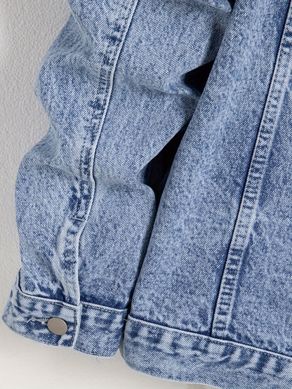 Men's Denim Jacket, Turn-Down Collar, Regular Fit Classic Design Denim Coat For Spring & Autumn