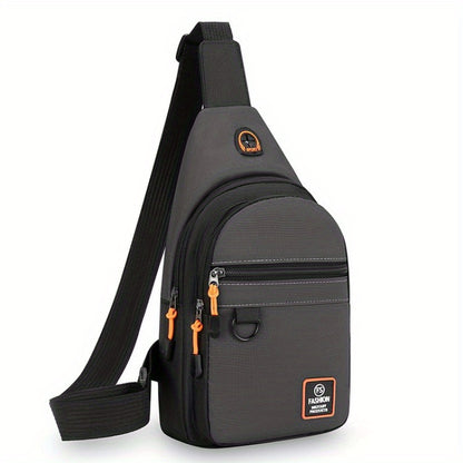 Stylish Men's chest bag with lightweight canvas material, available in black, gray, and blue. Fashionable casual waist pack for outdoor sports, perfect as a gift for men