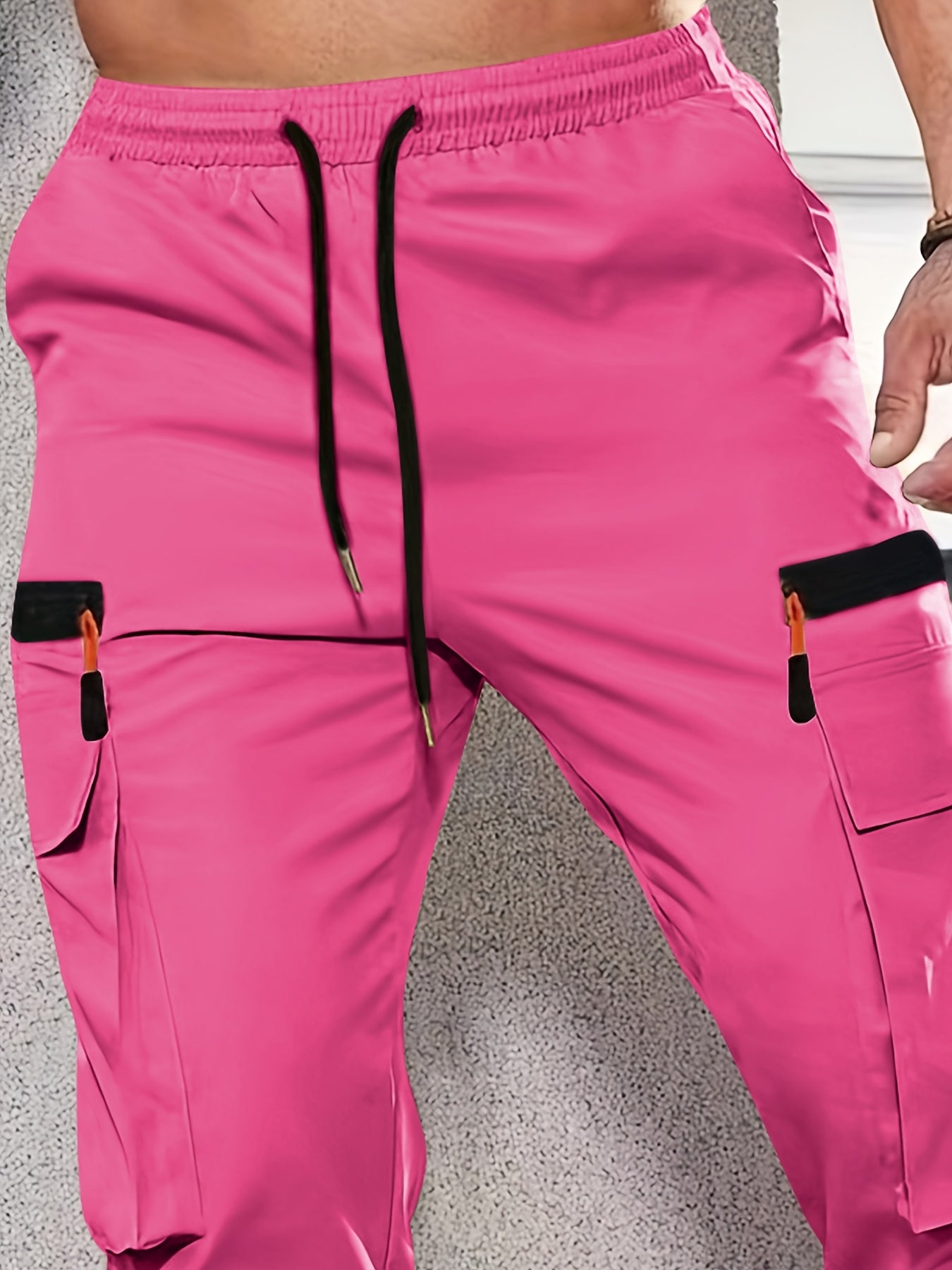 1pc Men'S Fashion Casual Cargo Pants, Solid Color Polyester Non-Stretch Fabric, All-Season Regular Fit with Multiple Pockets, Woven Straight-Leg Trousers for Sports and Leisure