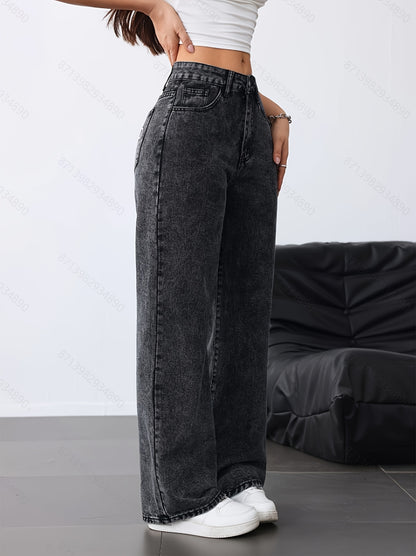 Loose Straight Leg Jeans, Casual Versatile Denim Pants For Women, Women's Clothing & Denim
