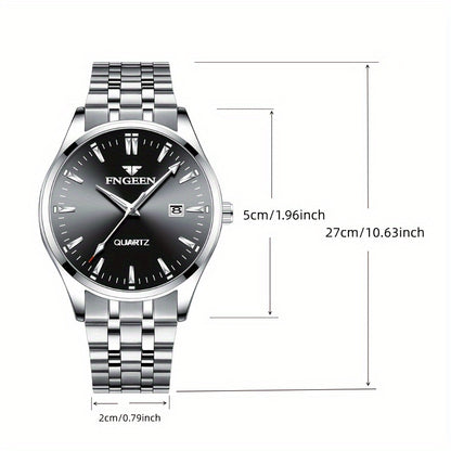 Men's Business Trendy Watch Casual Steel Strap Calendar Quartz Ultra-Thin Wristwatch
