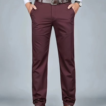 Four Seasons Men's New Casual Formal Pants Business Style Trendy Casual Long Pants Fashionable Versatile Men's Elastic Western Pants Comfortable Classic Design Casual Wear