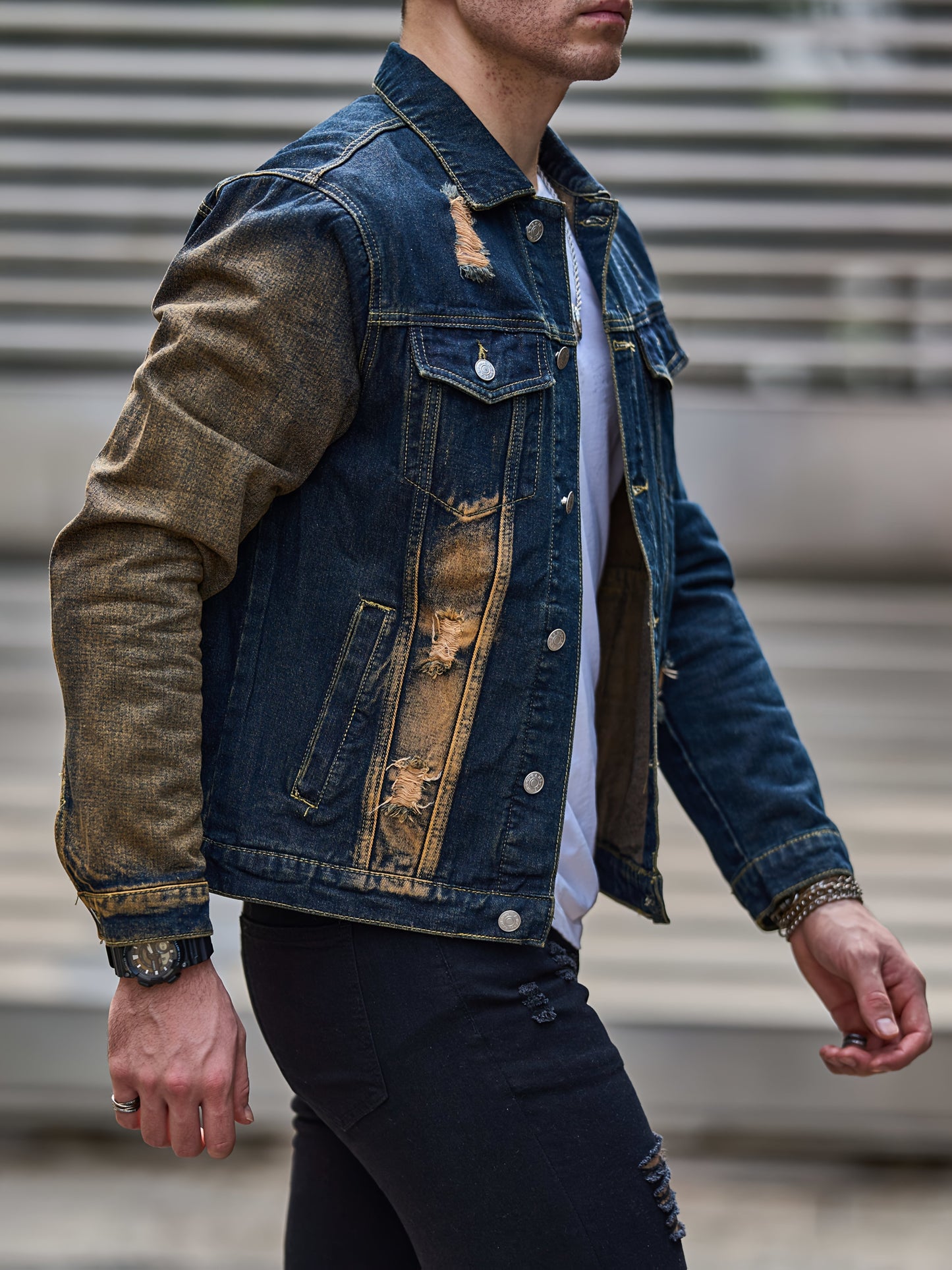 Men'S Basic Denim Jacket, Cotton Blend, Lapel Collar, Non-Stretch, Solid Color, Regular Sleeve, Long Sleeve, Skinny Fit, Woven, with Pockets, Single Breasted Placket for Casual Outerwear