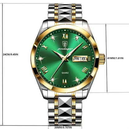 Luminous Calendar Men's Quartz Watch Business Sports Teenagers Trend Stainless Steel Student Wristwatches, Ideal choice for Gifts Christmas Gift Valentine's Day