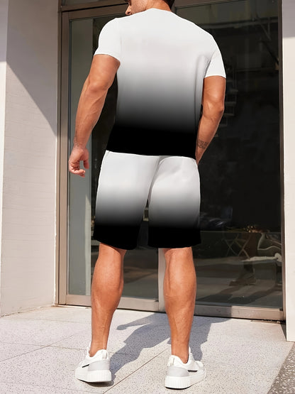 Men's Fashion Street Style Digital Print Casual T-Shirt Shorts Set