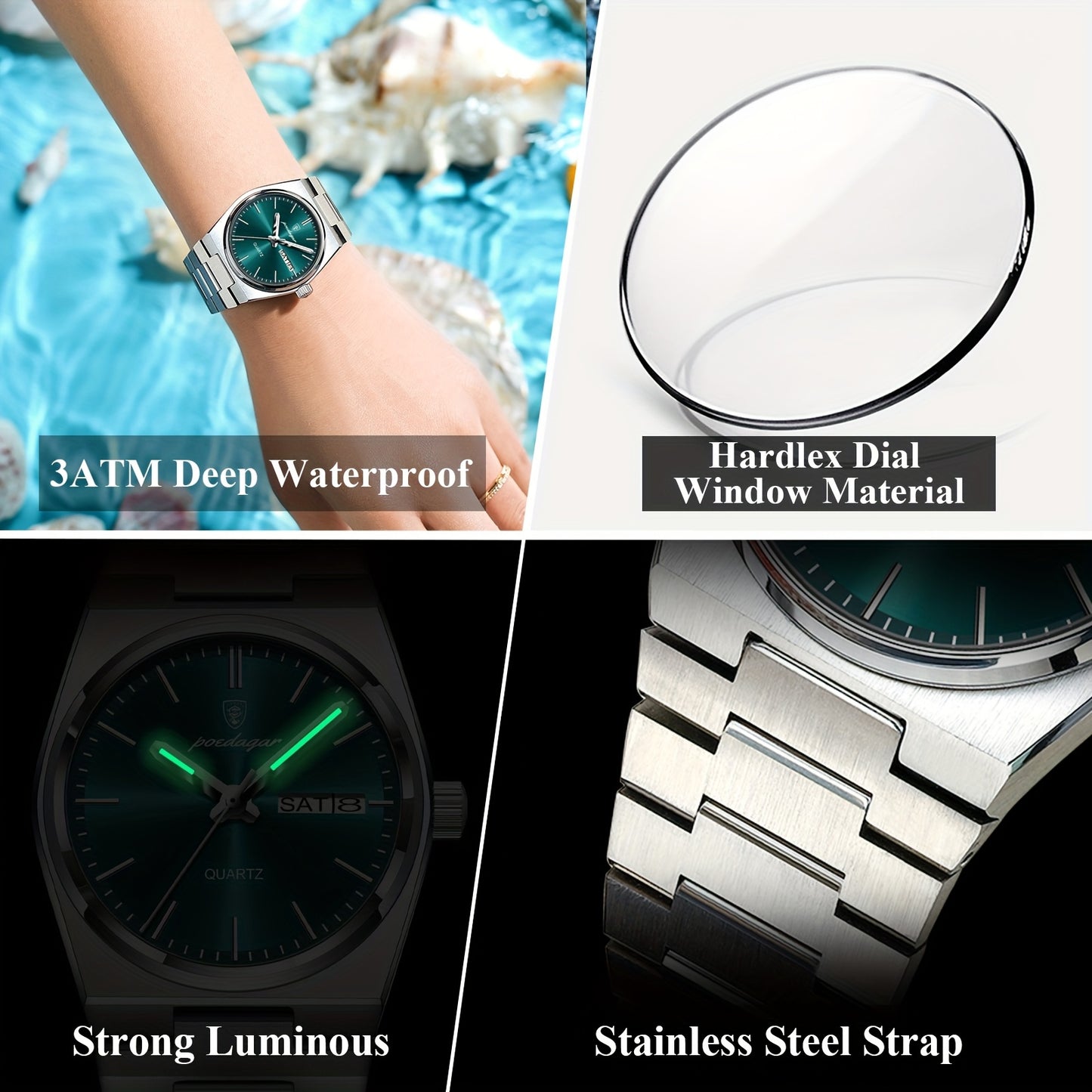 The 2025 Popular Luminous Calendar Stainless Steel Women'S Watch, a Trendy Korean Style Quartz Watch for Young People, Perfect for Casual Fashion.