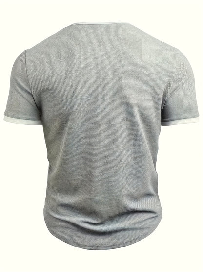 Pearson OBM Casual Stylish Waffle Outdoor Print T-Shirt, Men'S Short-Sleeve Y-Neck T-Shirt.