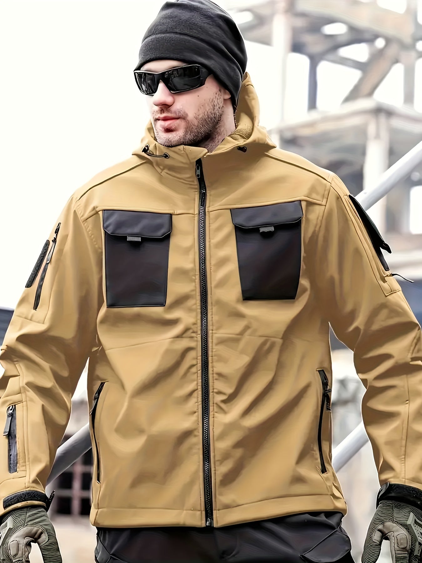 Men's Outdoor Sports Windproof and Plus Velvet Soft Shell Suit