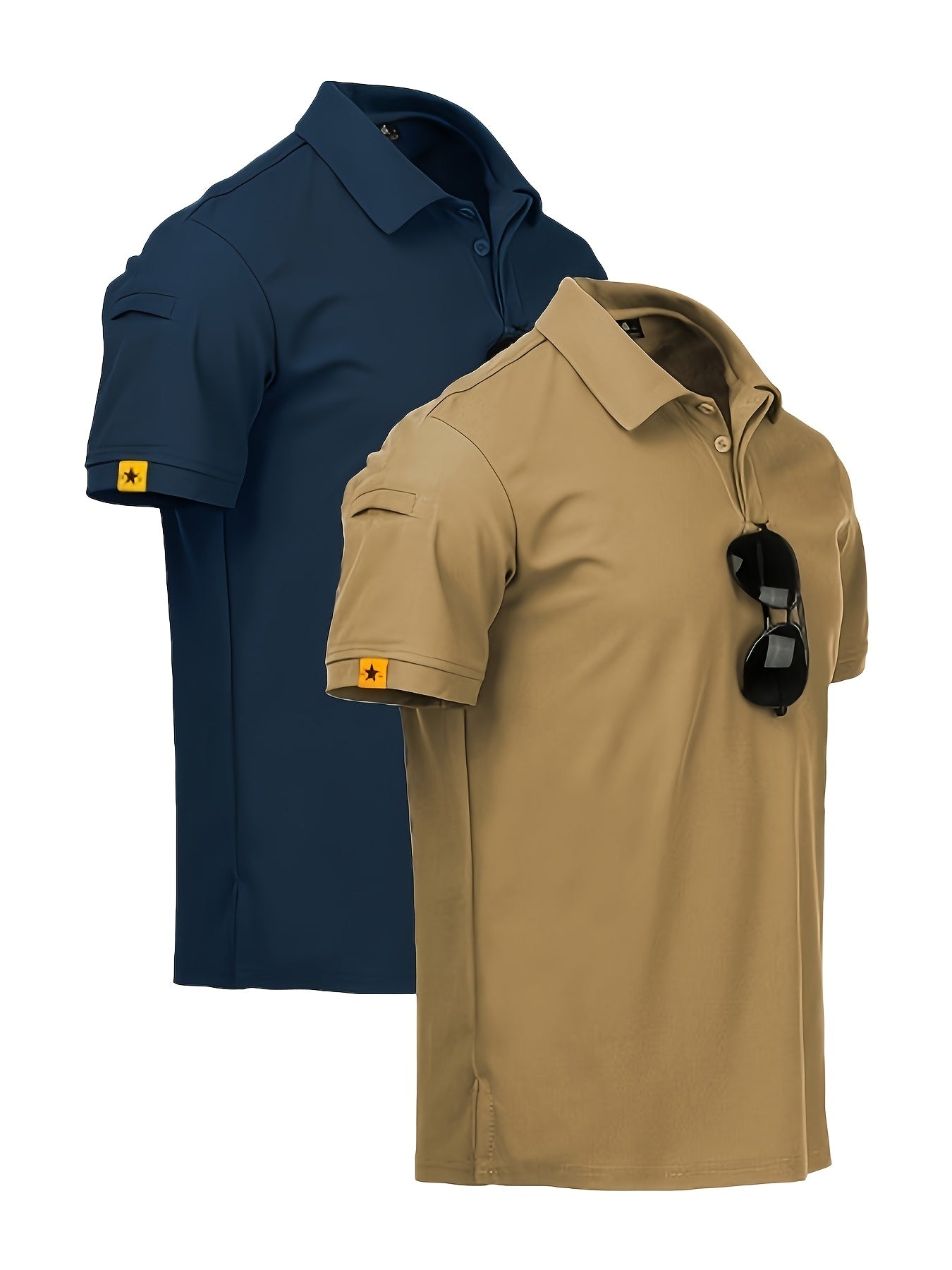 2pcs Men's Casual Shirts - Breathable, Stretch Fabric with Button Detail, Summer Wear, Men's Shirts