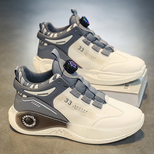 Men's Fashionable High-Top Sneakers with Rotating Buckle - Versatile, Breathable Running Shoes for All Seasons