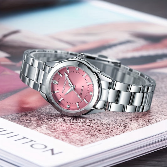 CHRONOS Women'S Fashion Elegant Classic Watch with Stainless Steel Strap, Suitable for Business Casual Commuting. A Delicate And Luxurious Timepiece for Daily Wear, Perfect for Outdoor Sports, Parties, And As a Gift.