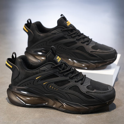 AOPLUS Women's Lightweight Stability Running Shoes - Black/Yellow Accents, Breathable & Fabric Upper, Cushioned Rubber Sole for All-Season Casual & Light Athletic Wear, Sneakers, Sleek Design, Comfortable Fit, Performance Foo