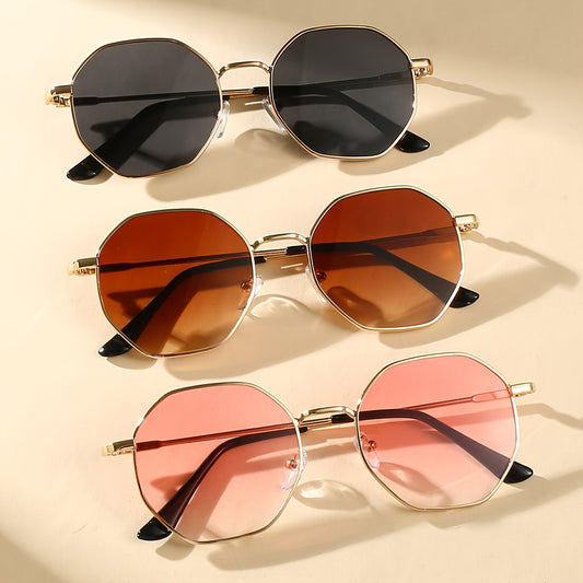 3 Pairs of Women'S Metal Irregular Geometric Classic Casual Elegant Temperament Fashion Glasses