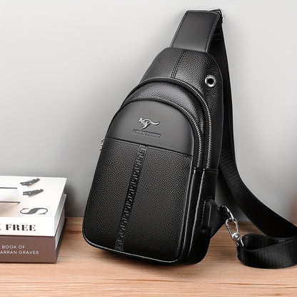 Men's Chest Bag Crossbody Shoulder Bag Small Fanny Pack Fashion Casual PU Leather Men's Satchel
