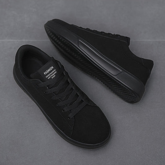 Men's Trendy Solid Skate Shoes, Comfy Non Slip Casual Lace Up Sneakers For Men's Outdoor Activities