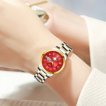 DEBLVE Women'S Watch - Glowing Face, Steel Strap, Week Calendar Display, Perfect Present for Birthdays, Celebrations, And Anniversaries