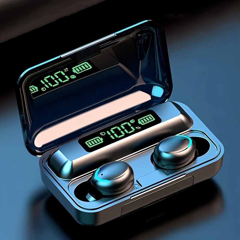 High-Fidelity Stereo Wireless Earphones, In-Ear Headphones with Touch Control and Noise Reduction for Voice Calls, USB Charging, Lithium Battery of 800mA, Long-Life Sports Gaming Headphones with Display