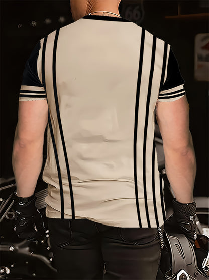 Men'S 3D Digital Print Short-Sleeve T-Shirt, Breathable Round-Neck Top for All Seasons, Non-Transparent, Stylish And Versatile, Comfortable And Lightweight.