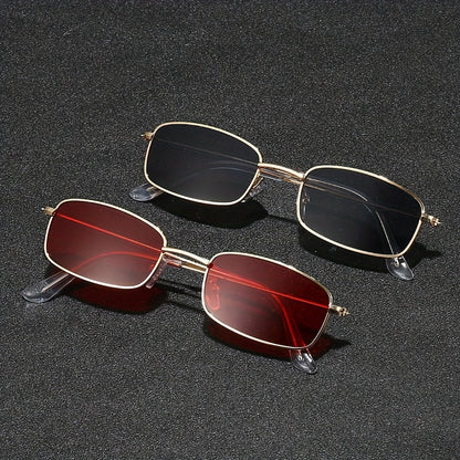 2 Pairs of Trendy Metal Frame Glasses with Vibrant Red & Black Tinted Lenses - Stylish Full-Rim Design for Fashion-Forward Individuals, Everyday Eyewear | Fashion Eyewear | Sleek Craftsmanship