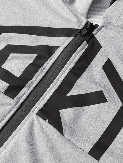 Men's AK Letter Print Long Sleeves Hoodies With Zipper Detail & Long Pants Two-piece Set, Slight Stretch Comfortable Clothing For Spring And Autumn