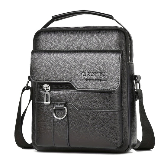New Men's Crossbody Bag Messenger Bag with Mahogany Pattern Large Capacity Design PU Material Men's Casual Retro Adjustable Shoulder Bag for Going Out Valentine's Day Gift for Husband or Boyfriend