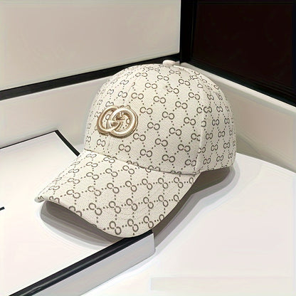 Trendy Premium Curved Brim Baseball Cap, Embroidery Letter G Logo & Full Print Trucker Hat, Snapback Hat For Casual Leisure Outdoor Sports