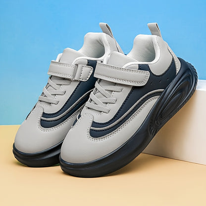 Youngsters' Stylish Athletic Footwear - Comfortable Non-Slip Soft Sole Walking Shoes for Boys & Girls, All-Season, Black & White with Hook and Loop Closure