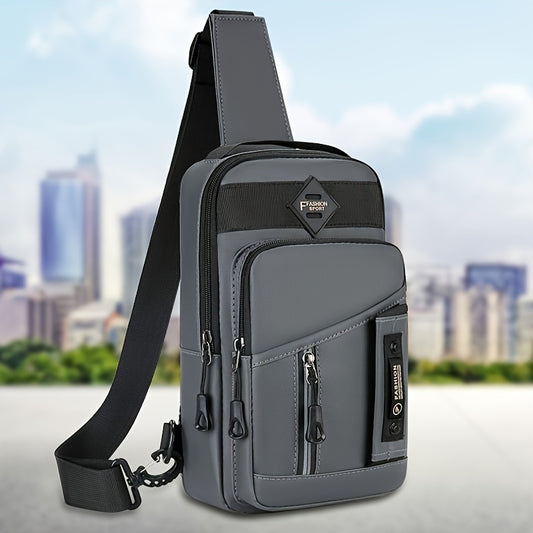 1pc Men's New Large Capacity Bag, Multilayer Storage Crossbody Bag, Trendy Fashion Chest Bag