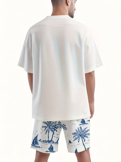 2025 New Men's Casual T-Shirt and Shorts, Regular Print, Fashion Sportswear, Summer Cool 3D Printed Breathable Outdoor Leisure Short Sleeve Set