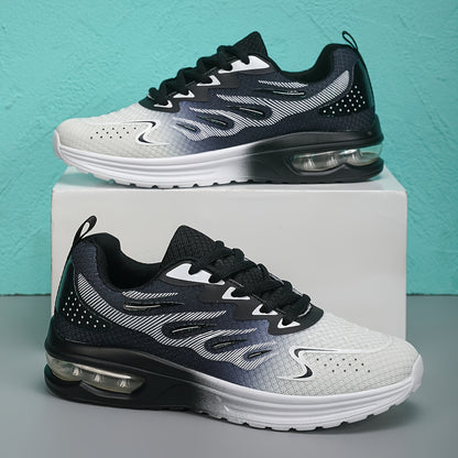 Women'S Breathable Mesh Running Shoes with Air Cushion - Lightweight Casual Sneakers, Camouflage Print, Lace-Up Low Tops for All-Season Comfort, White & Navy Design, Ladies Sneakers, Comfortable Footwear, Stylish Sneakers, Cu