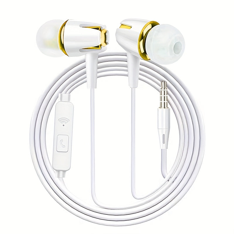 High-quality wired earphones with semi-in-ear design, supporting mobile phones, computers, games, karaoke, wired control with microphone in-ear design, high-definition calls, 3.5mm jack, suitable for sports, running, skipping