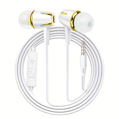 High-quality wired earphones with semi-in-ear design, supporting mobile phones, computers, games, karaoke, wired control with microphone in-ear design, high-definition calls, 3.5mm jack, suitable for sports, running, skipping