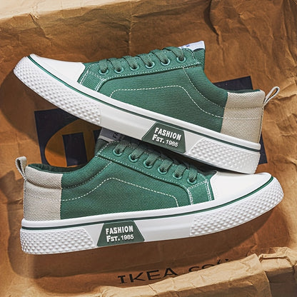 Men'S Breathable Fabric Casual Canvas Shoes, Low-Top Lace-Up Outdoor Sneakers, Trendy Skate Shoes.