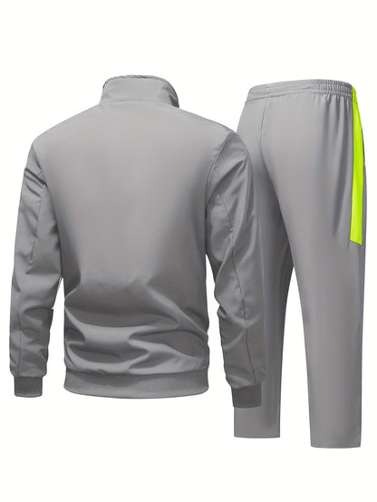 Comfortable Men's Casual Patchwork Sport Suit Jacket and Trousers Tracksuit, Streetwear Set, Casual Sportswear, Sporty Look, Stylish Tracksuit, Quality Stitching, Comfortable Fabric, Twopiece Suit, Matching Outfit, Urban Styl