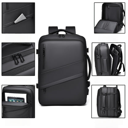 1pc HUABUPS Expandable Travel Backpack with USB Charging Port, 39.62 cm Laptop Backpack for Men & Women, High Quality Business Commuter Backpack with Multiple Compartments, Dilation Design & Padded Straps - Ideal Gift for Chr