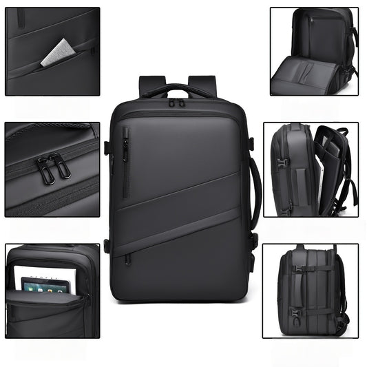 1pc HUABUPS Expandable Travel Backpack with USB Charging Port, 39.62 cm Laptop Backpack for Men & Women, High Quality Business Commuter Backpack with Multiple Compartments, Dilation Design & Padded Straps - Ideal Gift for Chr