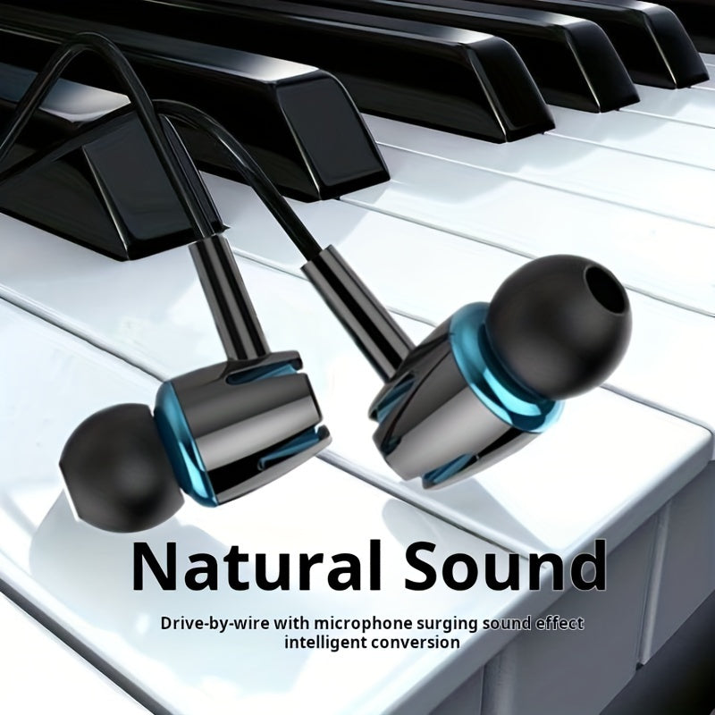 High-quality wired earphones with semi-in-ear design, supporting mobile phones, computers, games, karaoke, wired control with microphone in-ear design, high-definition calls, 3.5mm jack, suitable for sports, running, skipping
